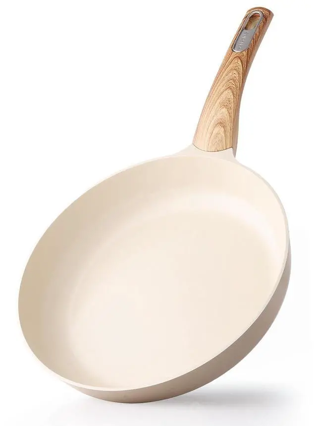 Alt view image 3 of 3 - Nonstick Frying Pan Skillet, Egg pan, Omelette Pan, Healthy Cookware Chef's Pan, PFOA Free, 9.5 Inch, Taupe