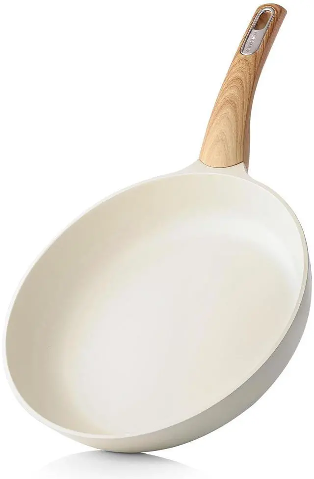 Alt view image 3 of 3 - Nonstick Frying Pan Skillet, Egg pan, Omelette Pan, Healthy Cookware Chef's Pan, PFOA Free, 11 Inch, White
