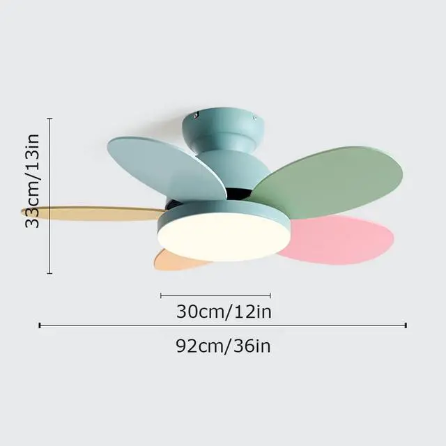 Alt view image 6 of 6 - 36 Inch Remote Ceiling Fan with Lights Modern Flush Mount Bedroom Ceiling Fan Wood Dimmable Smart Fan Light Mute Living Room Ceiling Fan Outdoor Ceiling Fans for Patios with Light