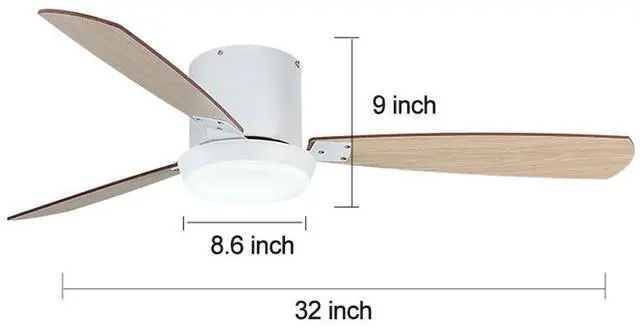 Alt view image 7 of 7 - Flush Mount Ceiling Fan with Lights and Remote, 32 inch Low Profile Indoor Ceiling Fan with Lights, LED Dimmable 6 Speeds DC Reversible Modern Ceiling Fan for Bedroom