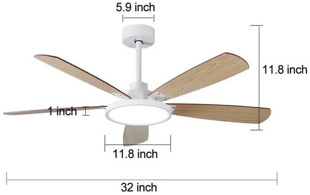 Alt view image 7 of 7 - Modern Ceiling Fan with Lights, 32 inch Dimmable LED Ceiling Fan with Lights and Remote, Reversible DC Motor, 6 Speed, Mute Ceiling Fan for Living Room Bedroom Farmhouse Patio