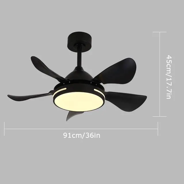 Alt view image 6 of 6 - Simple Indoor Ceiling Fan with Lights Low Profile 36 Inch Ceiling Fan Light LED 3 Color Dimmable Remote Ceiling Fan Mute Ceiling Fans with Light for Bedroom Living Room