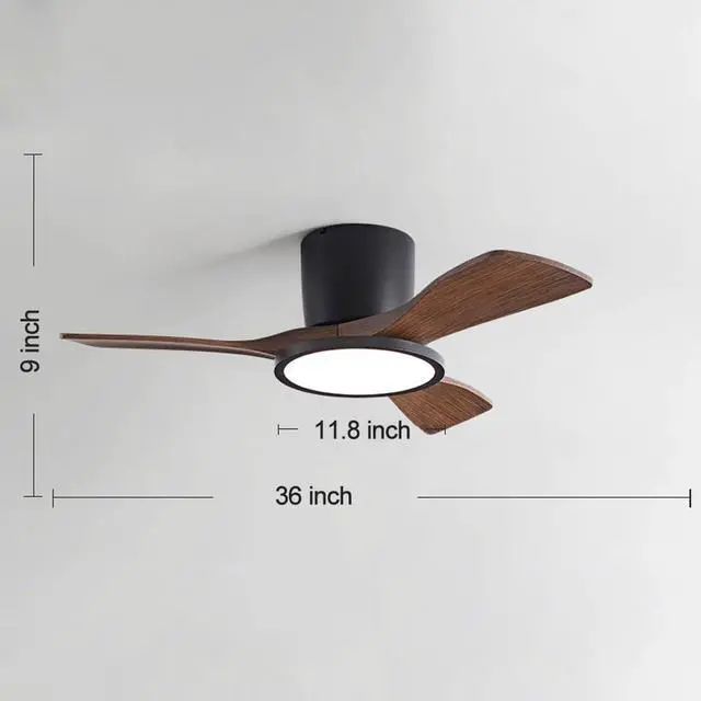 Alt view image 7 of 7 - 36 inch Ceiling Fan with Lights and Remote Small Flush Mount Indoor Ceiling Fans 6 Speed 3 Color Reversible Low Profile Ceiling Fans for Patio,Living Room,Indoor Office