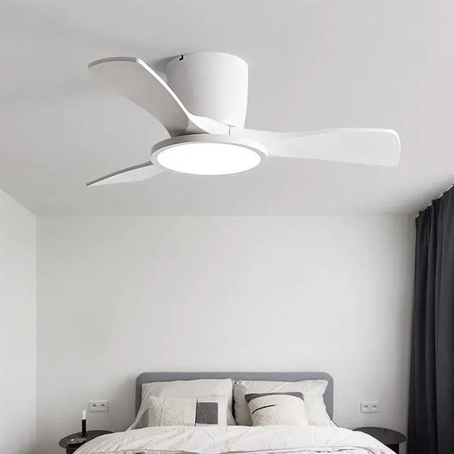 Alt view image 2 of 7 - 36 inch Ceiling Fan with Lights and Remote Small Flush Mount Indoor Ceiling Fans 6 Speed 3 Color Reversible Low Profile Ceiling Fans for Patio,Living Room,Indoor Office