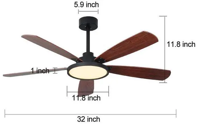Alt view image 7 of 7 - Modern Ceiling Fan with Lights, 32 inch Dimmable LED Ceiling Fan with Lights and Remote, Reversible DC Motor, 6 Speed, Mute Ceiling Fan for Living Room Bedroom Farmhouse Patio