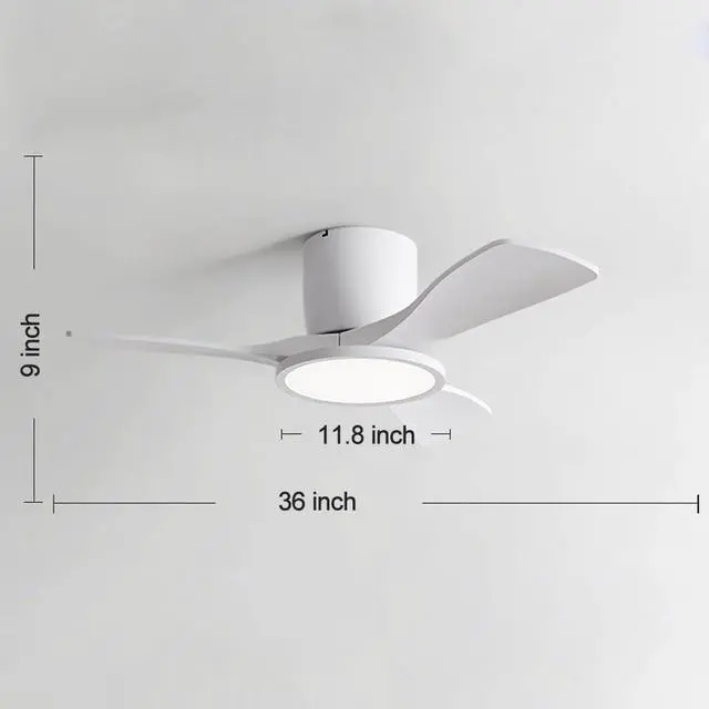 Alt view image 7 of 7 - 36 inch Ceiling Fan with Lights and Remote Small Flush Mount Indoor Ceiling Fans 6 Speed 3 Color Reversible Low Profile Ceiling Fans for Patio,Living Room,Indoor Office