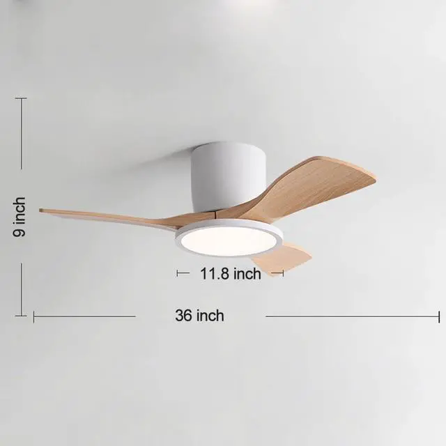 Alt view image 7 of 7 - 36 inch Ceiling Fan with Lights and Remote Small Flush Mount Indoor Ceiling Fans 6 Speed 3 Color Reversible Low Profile Ceiling Fans for Patio,Living Room,Indoor Office