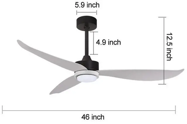 Alt view image 7 of 7 - 46 inch Large air Volume Ceiling Fan with Lights, Modern LED Ceiling Fan with Light and Remote, 6 Speed, 3 Color Dimmable, Reversible, Industrial Ceiling Fan for Bedroom Kitchen Living Room