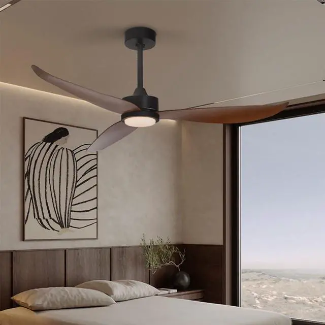 Alt view image 2 of 7 - 46 inch Large air Volume Ceiling Fan with Lights, Modern LED Ceiling Fan with Light and Remote, 6 Speed, 3 Color Dimmable, Reversible, Industrial Ceiling Fan for Bedroom Kitchen Living Room