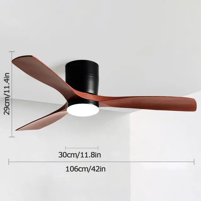 Alt view image 7 of 7 - Ceiling-Mounted Ceiling Fan with Lights 42 Inch Imitation Wood Ceiling Fan Light 5 Speed 3 Color with Remote Bedroom Ceiling Fan LED Modern Smart Ceiling Fan with Light