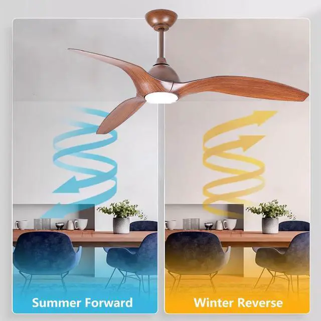 Alt view image 2 of 7 - 52 inch Retro Ceiling Fans with Lights, Modern Ceiling Fans with Lights and Remote, 6 Speed, Reversible, 3 Color Dimmable, Indoor Outdoor Ceiling Fan for Patio Bedroom Living Room Kitchen