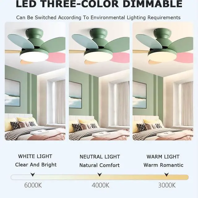 Alt view image 5 of 7 - 36 Inch Remote Ceiling Fan with Lights Modern Flush Mount Bedroom Ceiling Fan Wood Dimmable Smart Fan Light Mute Living Room Ceiling Fan Outdoor Ceiling Fans for Patios with Light