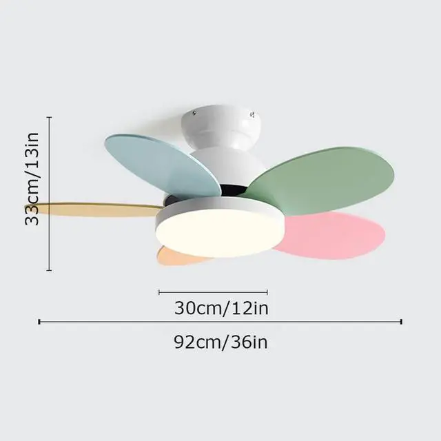 Alt view image 6 of 6 - 36 Inch Remote Ceiling Fan with Lights Modern Flush Mount Bedroom Ceiling Fan Wood Dimmable Smart Fan Light Mute Living Room Ceiling Fan Outdoor Ceiling Fans for Patios with Light