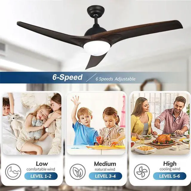 Alt view image 3 of 7 - 42 inch LED Ceiling Fan with Lights Modern Ceiling Fan with Lights and Remote, Reversible, 3CCT, 6 Speeds, Noiseless, Smart Ceiling Fans for Bedroom, Living Room