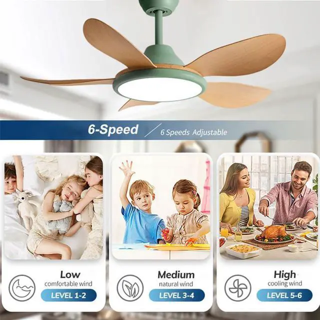 Alt view image 3 of 7 - 42 inch Ceiling Fan with Lights Modern Ceiling Fan With Lights and Remote, 3CCT 6-Speeds Quiet DC Moto, Indoor Low Profile Ceiling Fan for Living Room,Indoor/Outdoor Use
