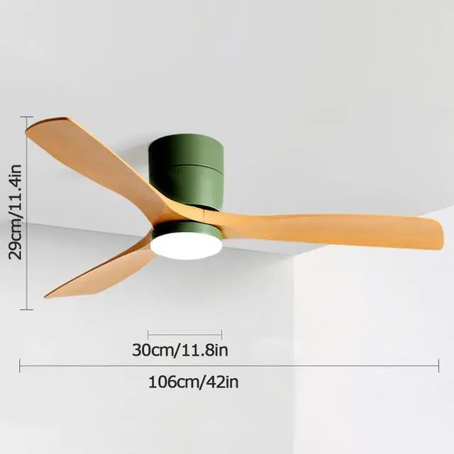 Alt view image 5 of 5 - Ceiling-Mounted Ceiling Fan with Lights 42 Inch Imitation Wood Ceiling Fan Light 5 Speed 3 Color with Remote Bedroom Ceiling Fan LED Modern Smart Ceiling Fan with Light
