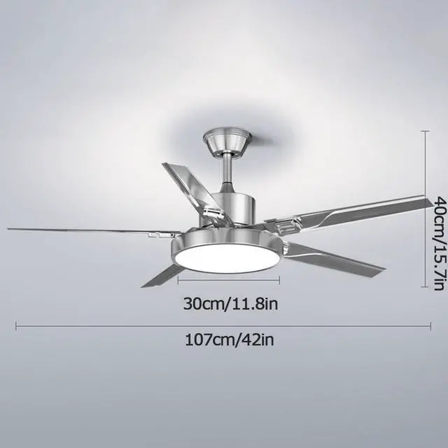 Alt view image 4 of 4 - 42 Inch Modern Ceiling Fan with Lights Frequency Conversion Remote Ceiling Fan Light 6 Speed 3 Color Bedroom Ceiling Fan Outdoor Ceiling Fans for Patios with Light