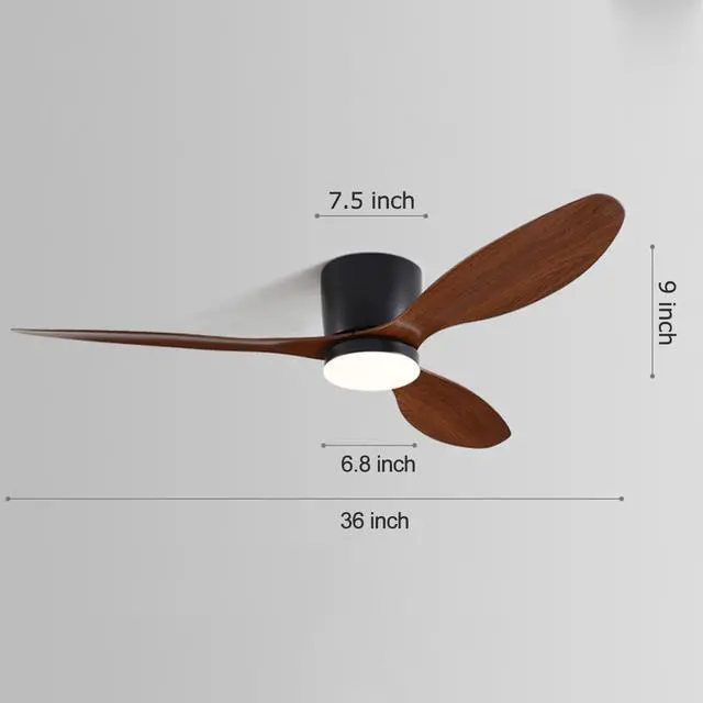 Alt view image 7 of 7 - Low Profile Ceiling Fans with Lights 36 inch Flush Mount Ceiling Fan with Lights and Remote, 3CCT Dimmable, 6 Speed, Reversible Modern Ceiling Fans with Light for Bedroom Living Room