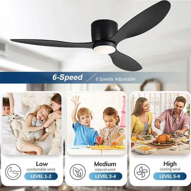 Alt view image 3 of 7 - Low Profile Ceiling Fans with Lights 36 inch Flush Mount Ceiling Fan with Lights and Remote, 3CCT Dimmable, 6 Speed, Reversible Modern Ceiling Fans with Light for Bedroom Living Room