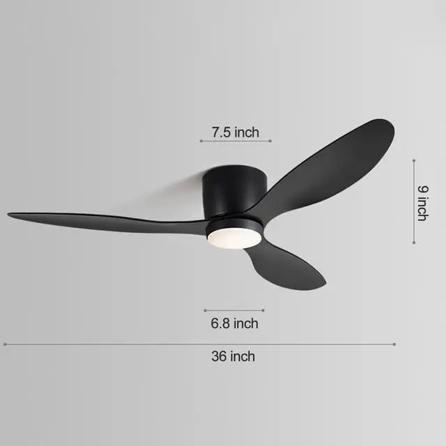 Alt view image 7 of 7 - Low Profile Ceiling Fans with Lights 36 inch Flush Mount Ceiling Fan with Lights and Remote, 3CCT Dimmable, 6 Speed, Reversible Modern Ceiling Fans with Light for Bedroom Living Room