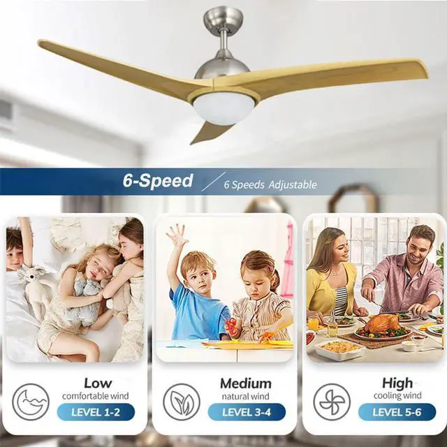 Alt view image 3 of 7 - 42 inch LED Ceiling Fan with Lights Modern Ceiling Fan with Lights and Remote, Reversible, 3CCT, 6 Speeds, Noiseless, Smart Ceiling Fans for Bedroom, Living Room