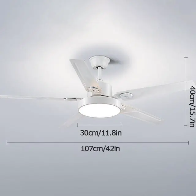 Alt view image 5 of 5 - 42 Inch Modern Ceiling Fan with Lights Frequency Conversion Remote Ceiling Fan Light 6 Speed 3 Color Bedroom Ceiling Fan Outdoor Ceiling Fans for Patios with Light