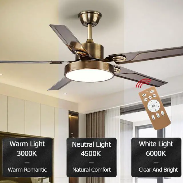 Alt view image 4 of 7 - 42 Inch Modern Ceiling Fan with Lights Frequency Conversion Remote Ceiling Fan Light 6 Speed 3 Color Bedroom Ceiling Fan Outdoor Ceiling Fans for Patios with Light