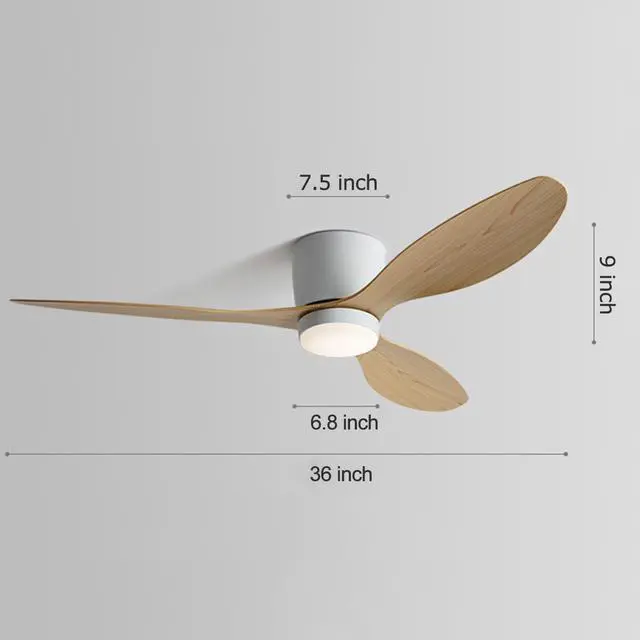 Alt view image 7 of 7 - Low Profile Ceiling Fans with Lights 36 inch Flush Mount Ceiling Fan with Lights and Remote, 3CCT Dimmable, 6 Speed, Reversible Modern Ceiling Fans with Light for Bedroom Living Room