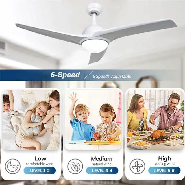 Alt view image 3 of 7 - 42 inch LED Ceiling Fan with Lights Modern Ceiling Fan with Lights and Remote, Reversible, 3CCT, 6 Speeds, Noiseless, Smart Ceiling Fans for Bedroom, Living Room