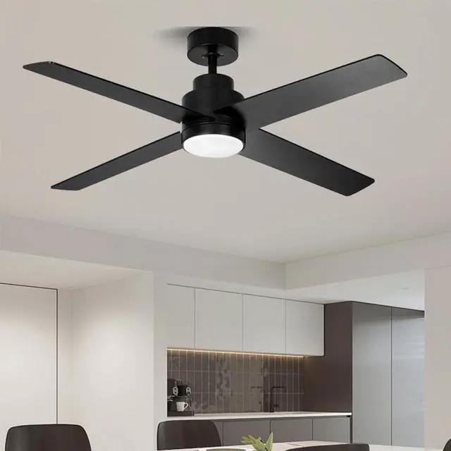 Alt view image 2 of 7 - 52 inch Large Air Volume Ceiling Fans with Lights, Ceiling Fan With Lights and Remote, Reversible Quiet DC Motor, 3CCT, 6 Speed, Black Ceiling Fan for Bedroom Living Room Indoor/Outdoor