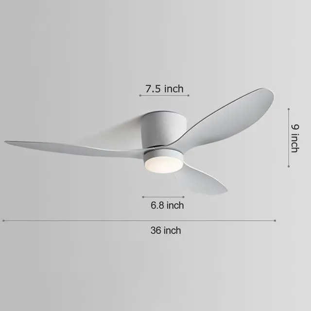 Alt view image 7 of 7 - Low Profile Ceiling Fans with Lights 36 inch Flush Mount Ceiling Fan with Lights and Remote, 3CCT Dimmable, 6 Speed, Reversible Modern Ceiling Fans with Light for Bedroom Living Room