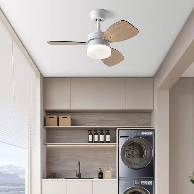 Alt view image 2 of 7 - 30 inch Ceiling Fan with Lights Ceiling Fans with Lights Remote 3 Speed 3 Color Noiseless Indoor Ceiling Fans 3-Blade Ceiling-Mounted Ceiling Fans for Bedroom Living Room Kids Room