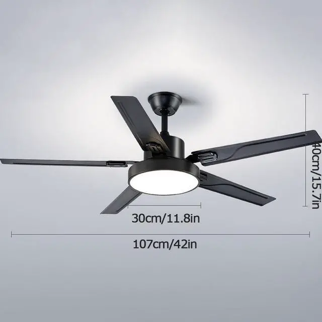 Alt view image 5 of 5 - 42 Inch Modern Ceiling Fan with Lights Frequency Conversion Remote Ceiling Fan Light 6 Speed 3 Color Bedroom Ceiling Fan Outdoor Ceiling Fans for Patios with Light