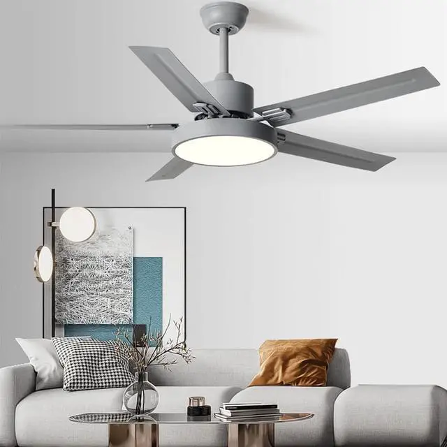 Alt view image 2 of 5 - 42 Inch Ceiling Fan with Lights and Remote Stainless Steel Indoor Ceiling Type Fan Light 3 Speed 3 Color Smart Ceiling Fan with Light Outdoor Ceiling Fans for Patios with Light