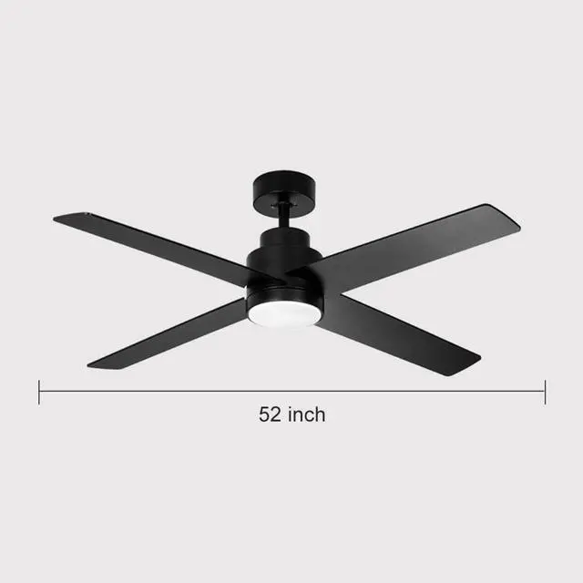 Alt view image 7 of 7 - 52 inch Large Air Volume Ceiling Fans with Lights, Ceiling Fan With Lights and Remote, Reversible Quiet DC Motor, 3CCT, 6 Speed, Black Ceiling Fan for Bedroom Living Room Indoor/Outdoor