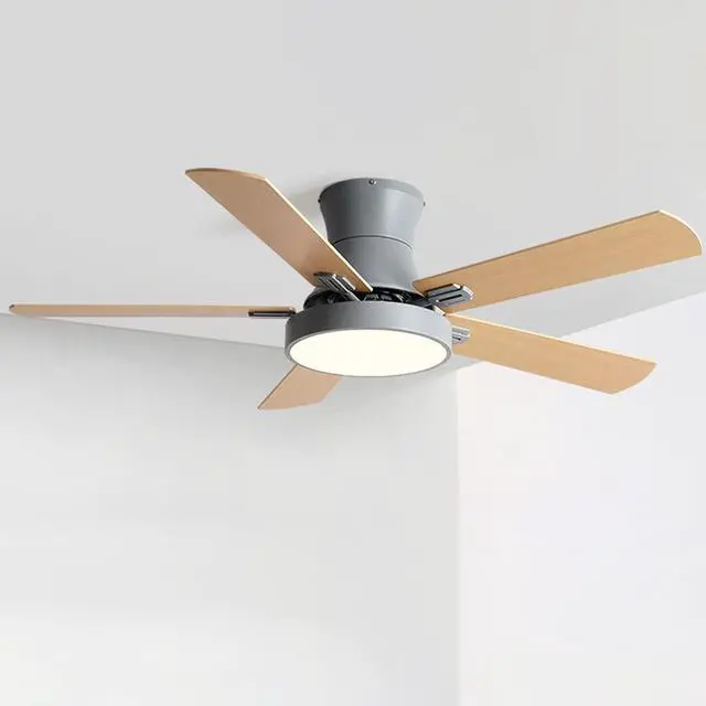 Main image of Flush Mount Ceiling Fan with Lights Wood Modern Ceiling Fan with Remote 42 Inch Mute Ceiling Fans with Lights for Bedroom Outdoor Ceiling Fans for Patios with Light