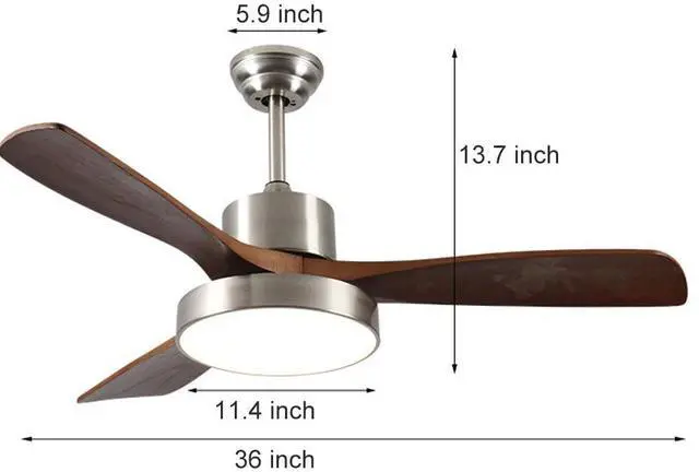 Alt view image 7 of 7 - Wood Ceiling Fan with Lights, 36 inch Ceiling Fan with Lights and Remote, Reversible DC Motor, 6 Speeds, 3CCT, Noiseless, Modern Ceiling Fan with Lights for Bedroom Living Room