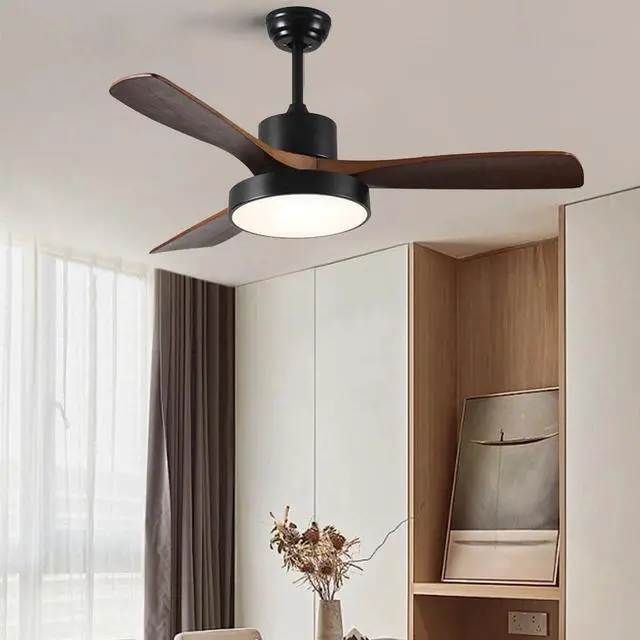 Alt view image 2 of 7 - Wood Ceiling Fan with Lights, 36 inch Ceiling Fan with Lights and Remote, Reversible DC Motor, 6 Speeds, 3CCT, Noiseless, Modern Ceiling Fan with Lights for Bedroom Living Room