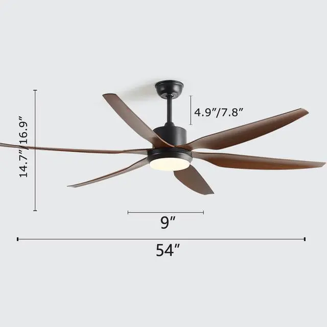 Alt view image 7 of 7 - 54 inch High wind power Ceiling Fan with Lights 5 Speed Adjustable DC motor ceiling fan with lights and remote 3 CCT LED Indoor Ceiling Fans for Bedroom Living Room Kids Room