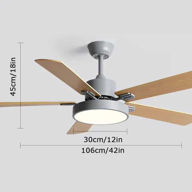 Alt view image 6 of 6 - 42 Inch Modern Flush Mount Ceiling Fans Ceiling Fans with Lights and Remote LED Mute Outdoor Ceiling Fans 3 Speed 3 Color Dimmable Smart Fan Light for Bedroom Living Room