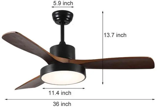 Alt view image 7 of 7 - Wood Ceiling Fan with Lights, 36 inch Ceiling Fan with Lights and Remote, Reversible DC Motor, 6 Speeds, 3CCT, Noiseless, Modern Ceiling Fan with Lights for Bedroom Living Room