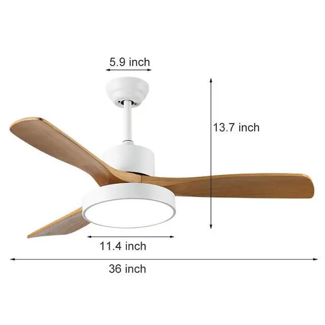 Alt view image 7 of 7 - Wood Ceiling Fan with Lights, 36 inch Ceiling Fan with Lights and Remote, Reversible DC Motor, 6 Speeds, 3CCT, Noiseless, Modern Ceiling Fan with Lights for Bedroom Living Room