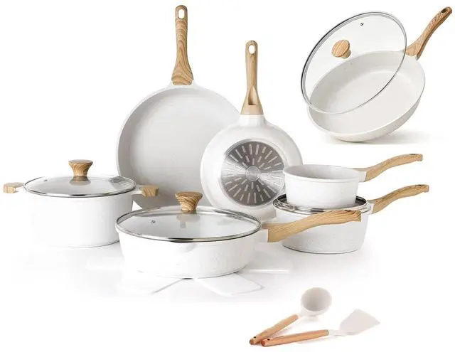 Main image of Ceramic Nonstick Cookware Set 17 Piece, includes 12.5 Inch Omelet Pan with Lid, Induction Compatible Frying Pan Skillet
