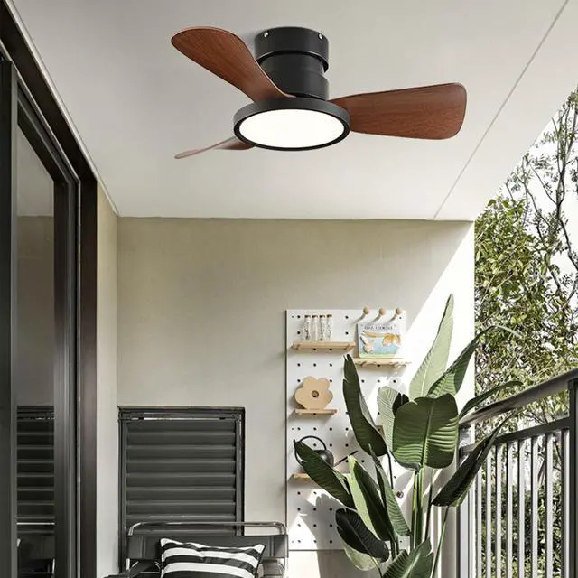 Alt view image 2 of 7 - 20 inch Ceiling Fans with Lights and Remote Flush Mount Low Profile Modern Ceiling Fans, Reversible, 3CCT, Noiseless, LED Ceiling Fan Lighting Fixture for Indoor/Outdoor Use