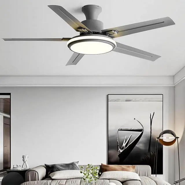 Alt view image 2 of 6 - 42 Inch Flush Mount Ceiling Fan with Lights Modern Simple Ceiling Fan Light with Remote Smart Ceiling Fan with Light 3 Color Dimmable Low Profile Ceiling Fan with Light