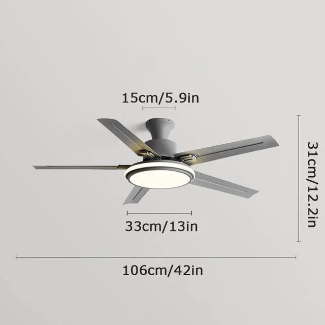 Alt view image 6 of 6 - 42 Inch Flush Mount Ceiling Fan with Lights Modern Simple Ceiling Fan Light with Remote Smart Ceiling Fan with Light 3 Color Dimmable Low Profile Ceiling Fan with Light