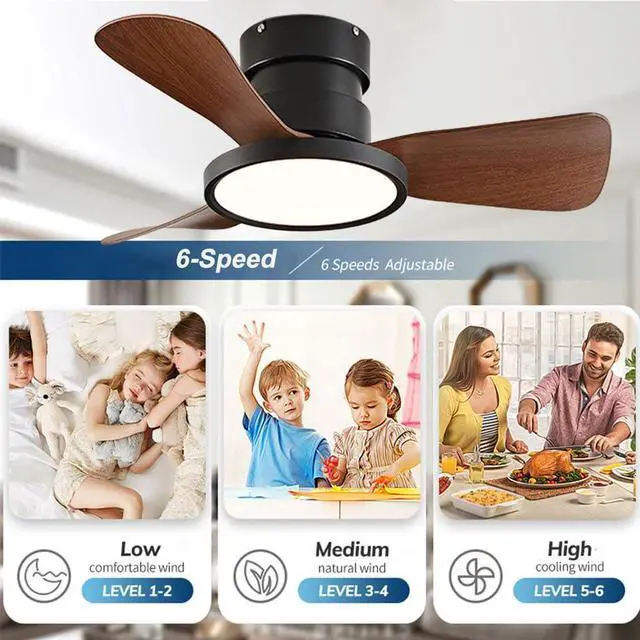 Alt view image 3 of 7 - 20 inch Ceiling Fans with Lights and Remote Flush Mount Low Profile Modern Ceiling Fans, Reversible, 3CCT, Noiseless, LED Ceiling Fan Lighting Fixture for Indoor/Outdoor Use