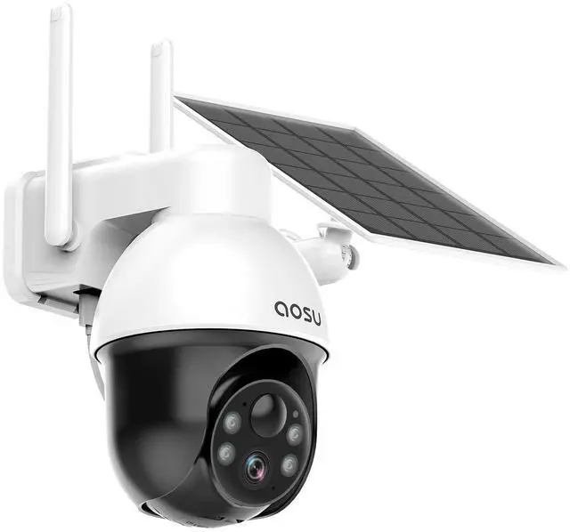 Main image of Solar Security Camera Wireless Outdoor, 3K/5MP Battery Powered Camera for Home Security, Panoramic Pan Tilt, Auto Tracking, Human/Vehicle Detection, Night Vision, Spotlights, 2-Way Talk, 2.4GHz WiFi