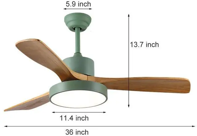 Alt view image 7 of 7 - Wood Ceiling Fan with Lights, 36 inch Ceiling Fan with Lights and Remote, Reversible DC Motor, 6 Speeds, 3CCT, Noiseless, Modern Ceiling Fan with Lights for Bedroom Living Room