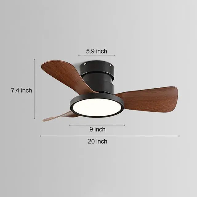Alt view image 7 of 7 - 20 inch Ceiling Fans with Lights and Remote Flush Mount Low Profile Modern Ceiling Fans, Reversible, 3CCT, Noiseless, LED Ceiling Fan Lighting Fixture for Indoor/Outdoor Use